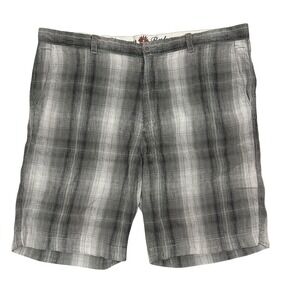 Tommy Bahama Linen Silk Shorts Mens 42 Gray Plaid 9" Inseam Tropical Beach
